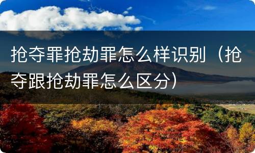 抢夺罪抢劫罪怎么样识别（抢夺跟抢劫罪怎么区分）