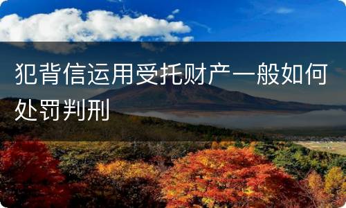 犯背信运用受托财产一般如何处罚判刑