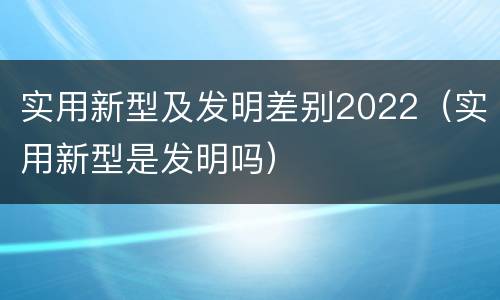 实用新型及发明差别2022（实用新型是发明吗）