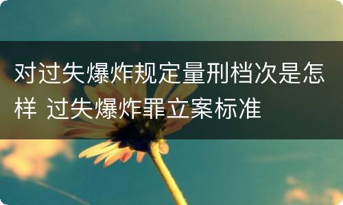 对过失爆炸规定量刑档次是怎样 过失爆炸罪立案标准