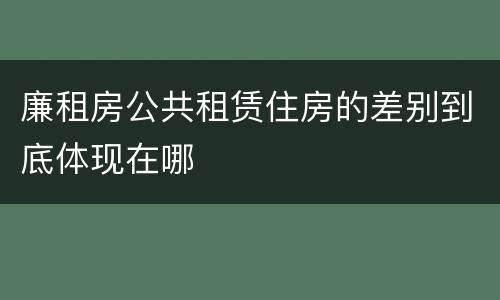 廉租房公共租赁住房的差别到底体现在哪