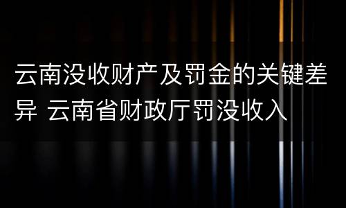 云南没收财产及罚金的关键差异 云南省财政厅罚没收入