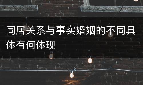 同居关系与事实婚姻的不同具体有何体现