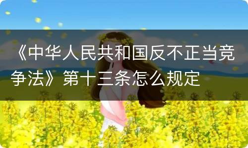 《中华人民共和国反不正当竞争法》第十三条怎么规定