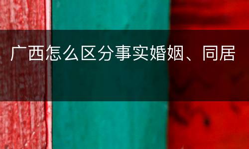 广西怎么区分事实婚姻、同居