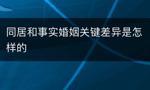 同居和事实婚姻关键差异是怎样的