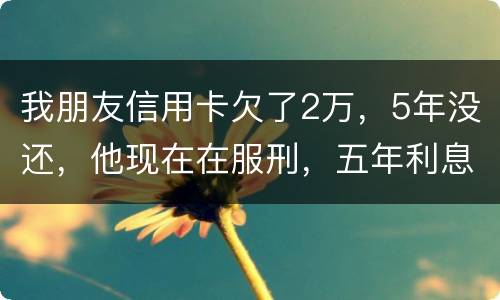 我朋友信用卡欠了2万，5年没还，他现在在服刑，五年利息是多少只还本金可以吗