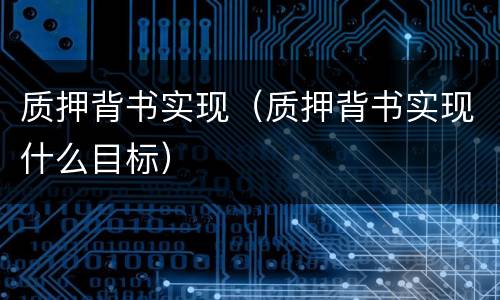 质押背书实现（质押背书实现什么目标）