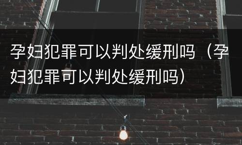 孕妇犯罪可以判处缓刑吗（孕妇犯罪可以判处缓刑吗）