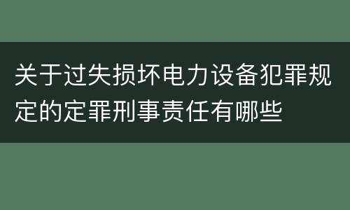 关于过失损坏电力设备犯罪规定的定罪刑事责任有哪些