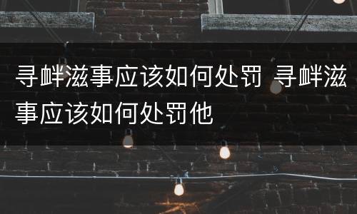 寻衅滋事应该如何处罚 寻衅滋事应该如何处罚他