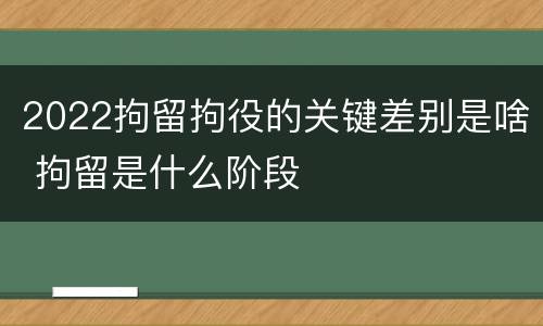 2022拘留拘役的关键差别是啥 拘留是什么阶段