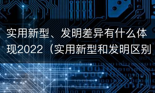 实用新型、发明差异有什么体现2022（实用新型和发明区别）