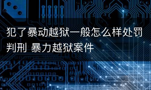 犯了暴动越狱一般怎么样处罚判刑 暴力越狱案件