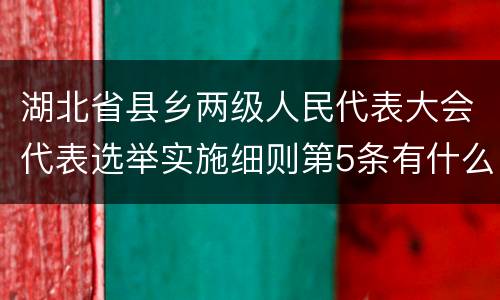 湖北省县乡两级人民代表大会代表选举实施细则第5条有什么规定