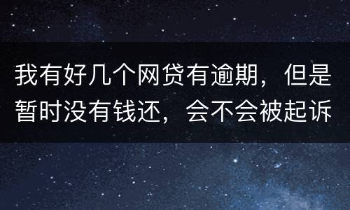 我有好几个网贷有逾期，但是暂时没有钱还，会不会被起诉抓人啊