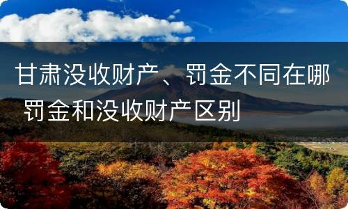 甘肃没收财产、罚金不同在哪 罚金和没收财产区别
