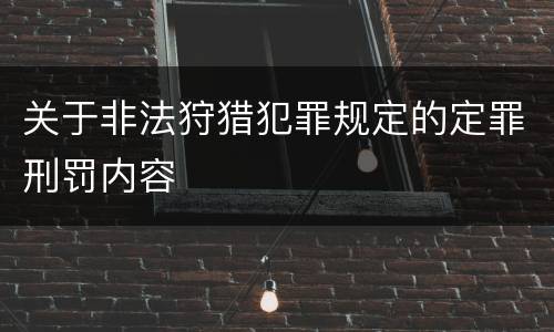 关于非法狩猎犯罪规定的定罪刑罚内容