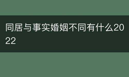 同居与事实婚姻不同有什么2022