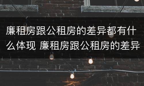廉租房跟公租房的差异都有什么体现 廉租房跟公租房的差异都有什么体现呢