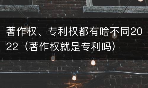 著作权、专利权都有啥不同2022（著作权就是专利吗）