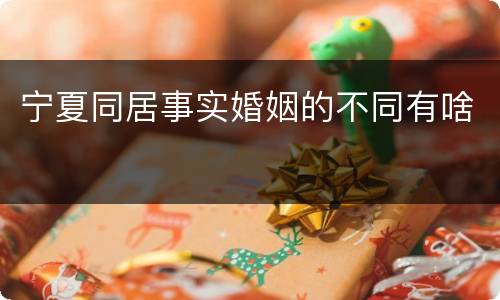 宁夏同居事实婚姻的不同有啥
