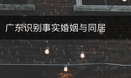 广东识别事实婚姻与同居