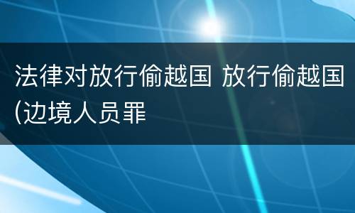 法律对放行偷越国 放行偷越国(边境人员罪