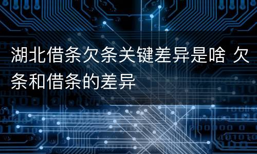 湖北借条欠条关键差异是啥 欠条和借条的差异