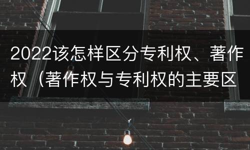 2022该怎样区分专利权、著作权（著作权与专利权的主要区别）