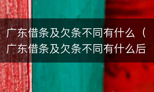 广东借条及欠条不同有什么（广东借条及欠条不同有什么后果）