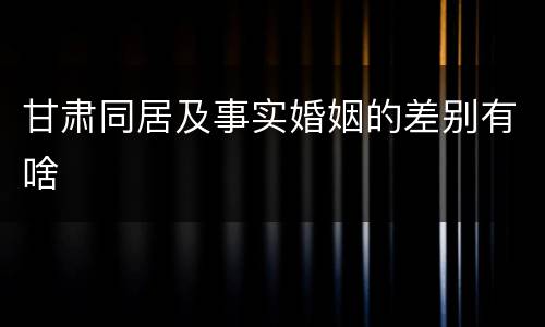 甘肃同居及事实婚姻的差别有啥