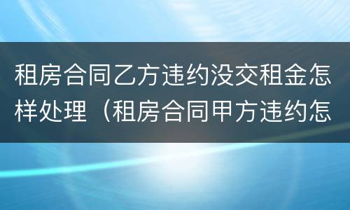 租房合同乙方违约没交租金怎样处理（租房合同甲方违约怎么办）