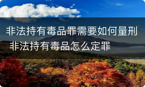 非法持有毒品罪需要如何量刑 非法持有毒品怎么定罪