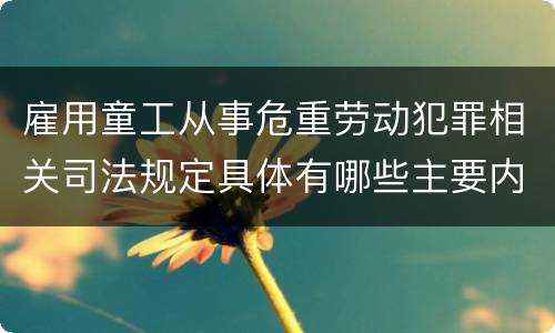 雇用童工从事危重劳动犯罪相关司法规定具体有哪些主要内容