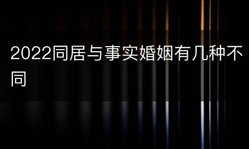 2022同居与事实婚姻有几种不同