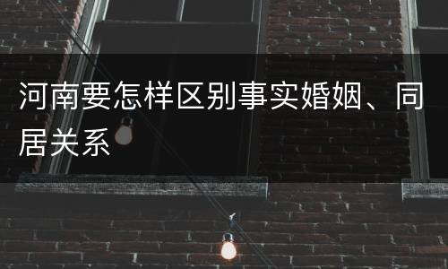 河南要怎样区别事实婚姻、同居关系