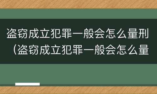 盗窃成立犯罪一般会怎么量刑（盗窃成立犯罪一般会怎么量刑呢）