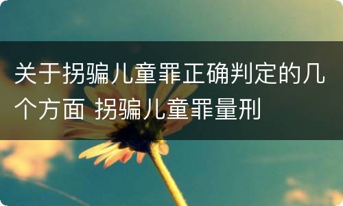 关于拐骗儿童罪正确判定的几个方面 拐骗儿童罪量刑