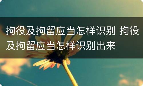 拘役及拘留应当怎样识别 拘役及拘留应当怎样识别出来