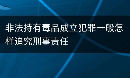 非法持有毒品成立犯罪一般怎样追究刑事责任