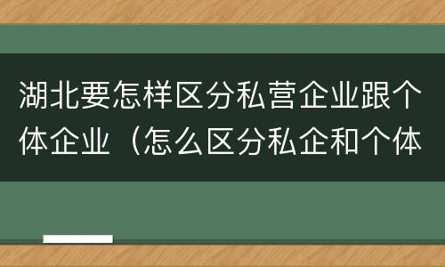 湖北要怎样区分私营企业跟个体企业（怎么区分私企和个体）