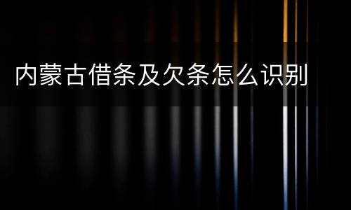 内蒙古借条及欠条怎么识别