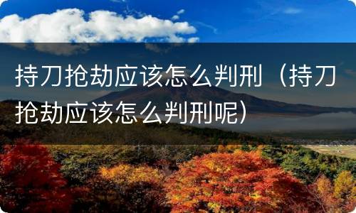 持刀抢劫应该怎么判刑（持刀抢劫应该怎么判刑呢）
