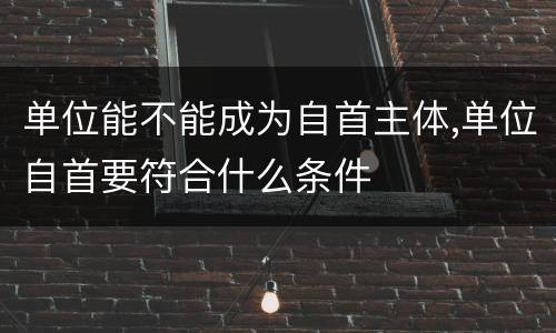 单位能不能成为自首主体,单位自首要符合什么条件