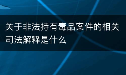 关于非法持有毒品案件的相关司法解释是什么