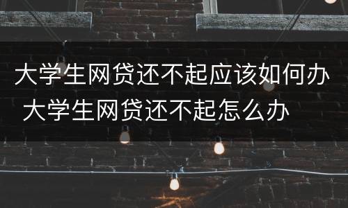 大学生网贷还不起应该如何办 大学生网贷还不起怎么办