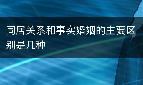 同居关系和事实婚姻的主要区别是几种