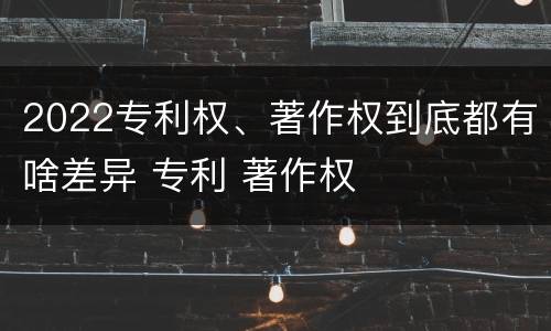 2022专利权、著作权到底都有啥差异 专利 著作权