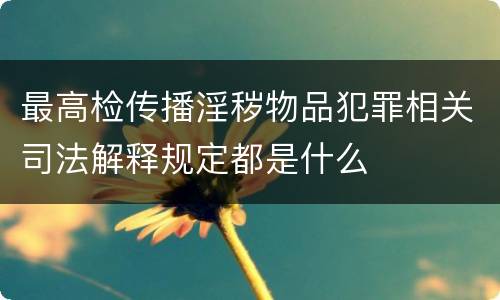 最高检传播淫秽物品犯罪相关司法解释规定都是什么